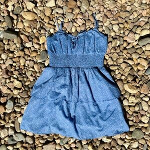 Juniors Blue Floral Tiered Mini Dress